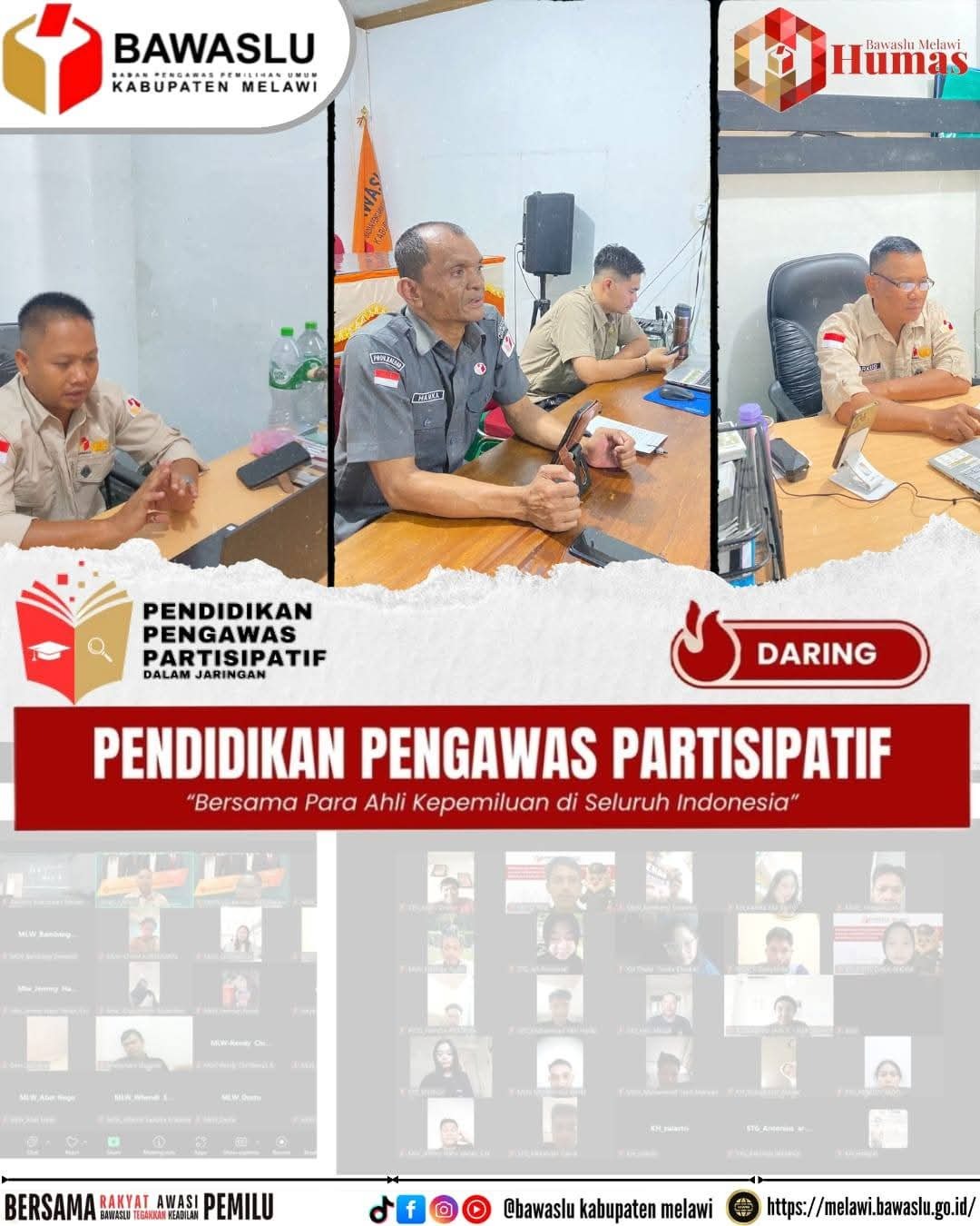 Bawaslu Kabupaten Melawi mengikuti dan sekaligus memfasilitasi dalam Rapat Daring P2P Zona 1 Bersama Sintang dan Kapuas Hulu