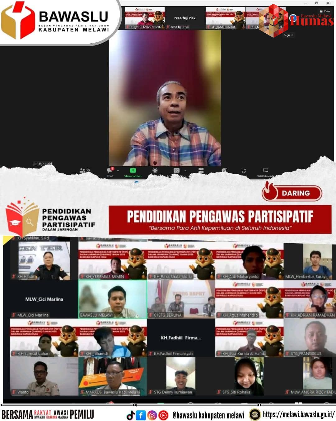 Bawaslu Kabupaten Melawi mengadakan  pelatihan Pengawas Pemilu Partisipatif (P2P) Melalui Via Daring