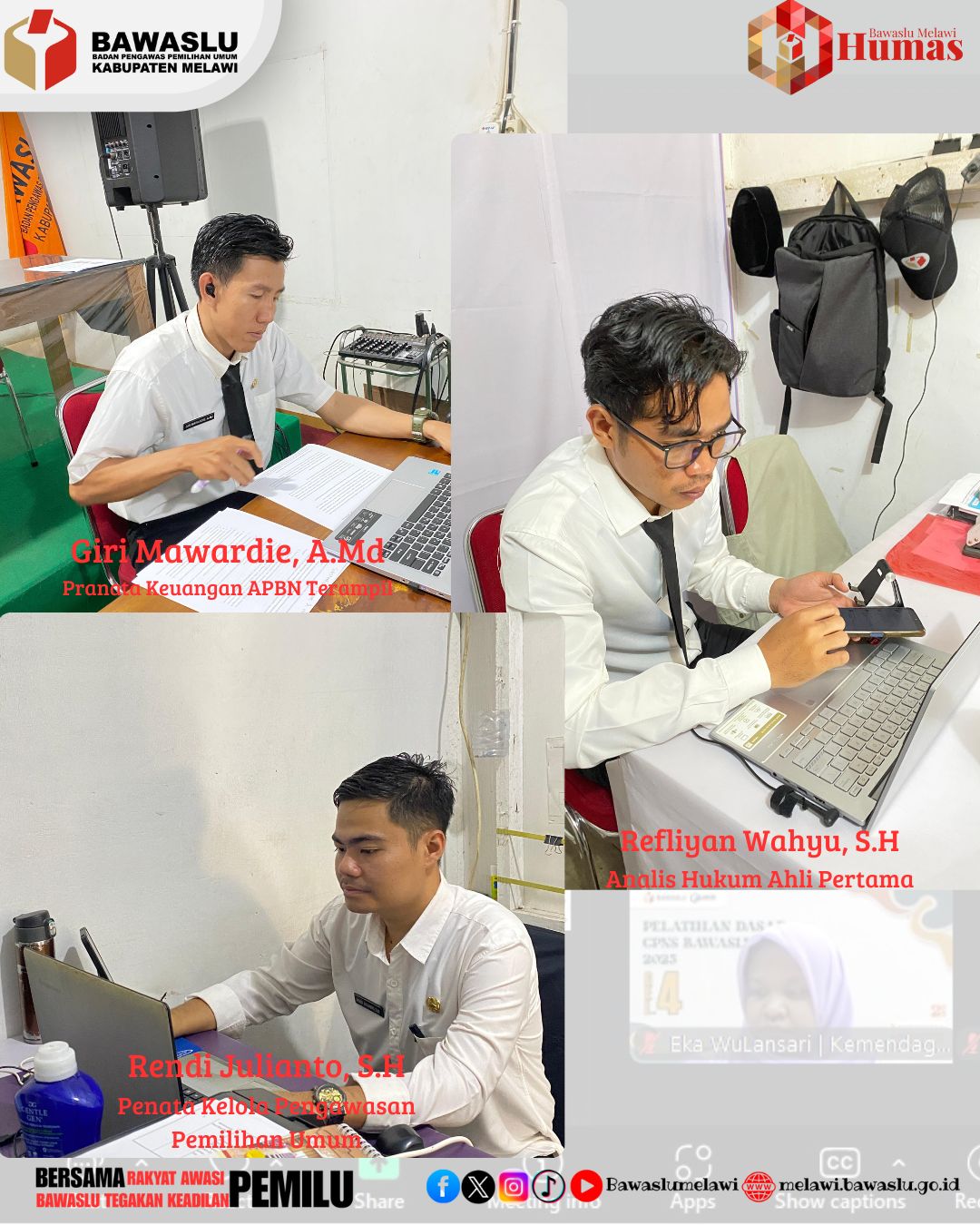Bawaslu Melawi mengucapkan Selamat dan Sukses atas Seminar hasil Evaluasi Laporan Aktualisasi Latsar CPNS Bawaslu Tahun 2025