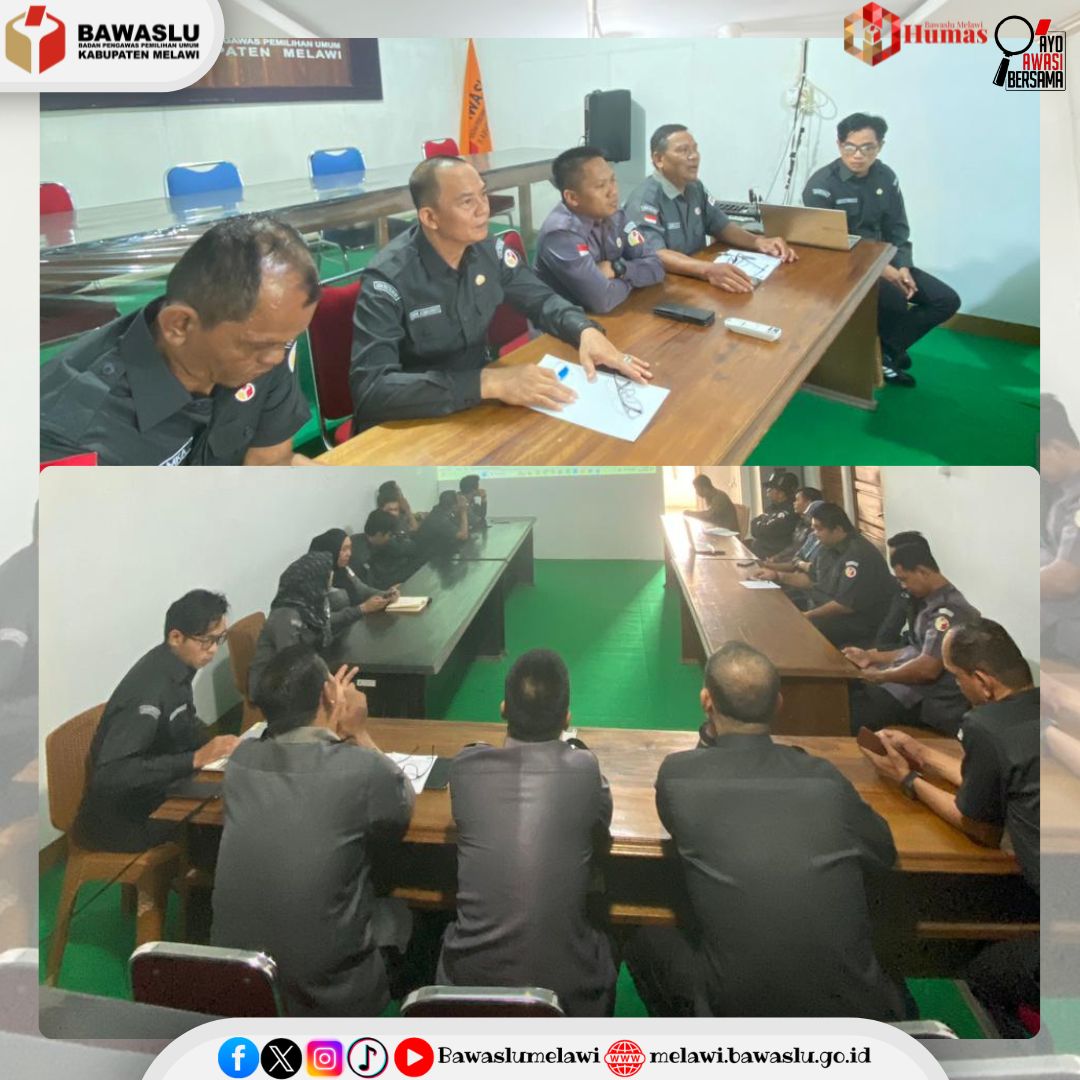 Bawaslu Kabupaten Melawi gelar Rapat Internal membahas persiapan dan pemantapan Pembuatan Video Simulasi Sidang Penanganan Pelanggaran administrasi pemilu yang ada di Bawaslu