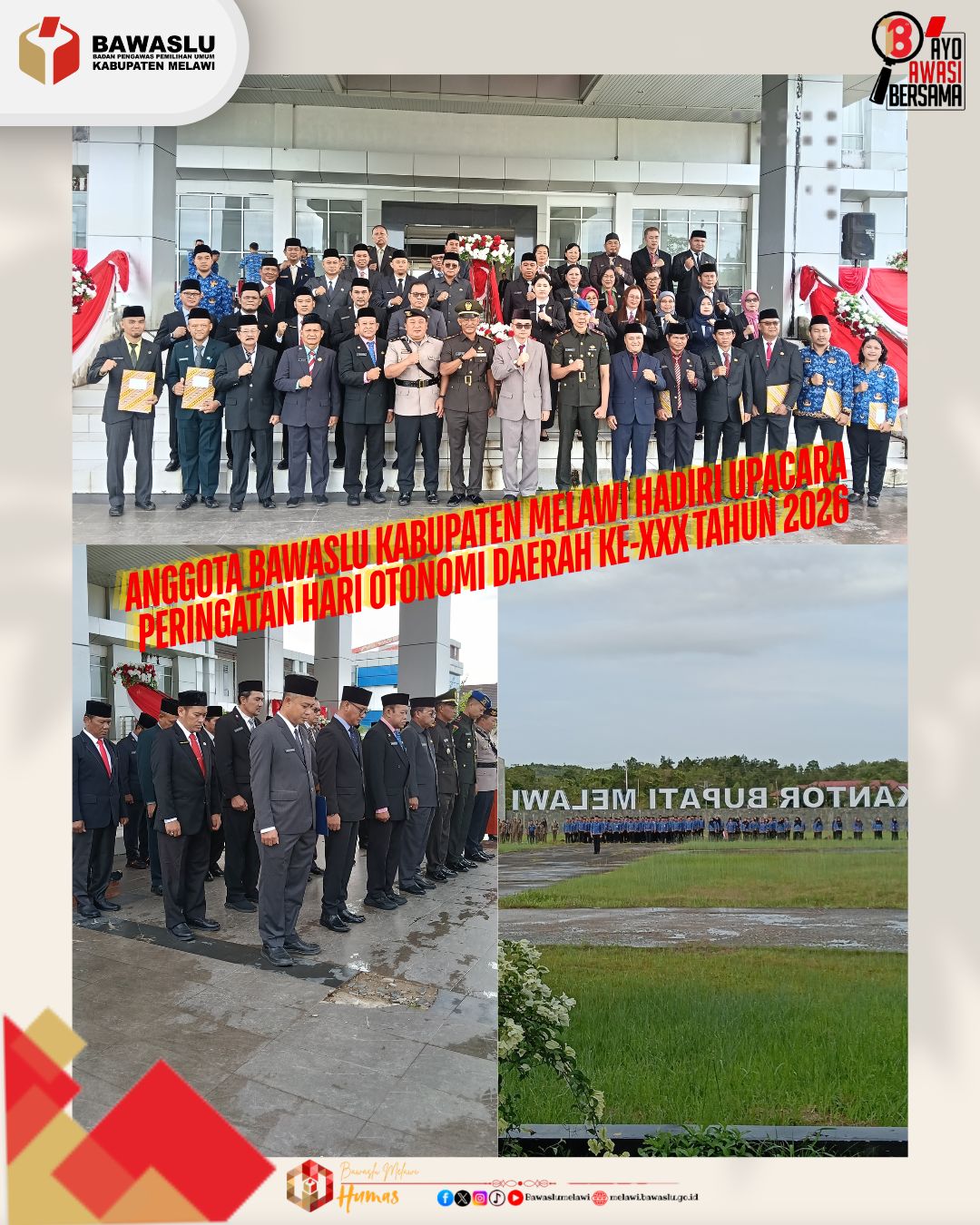 Anggota Bawaslu Kabupaten Melawi Hadiri Upacara Peringatan Hari Otonomi Daerah ke-XXX Tahun 2026