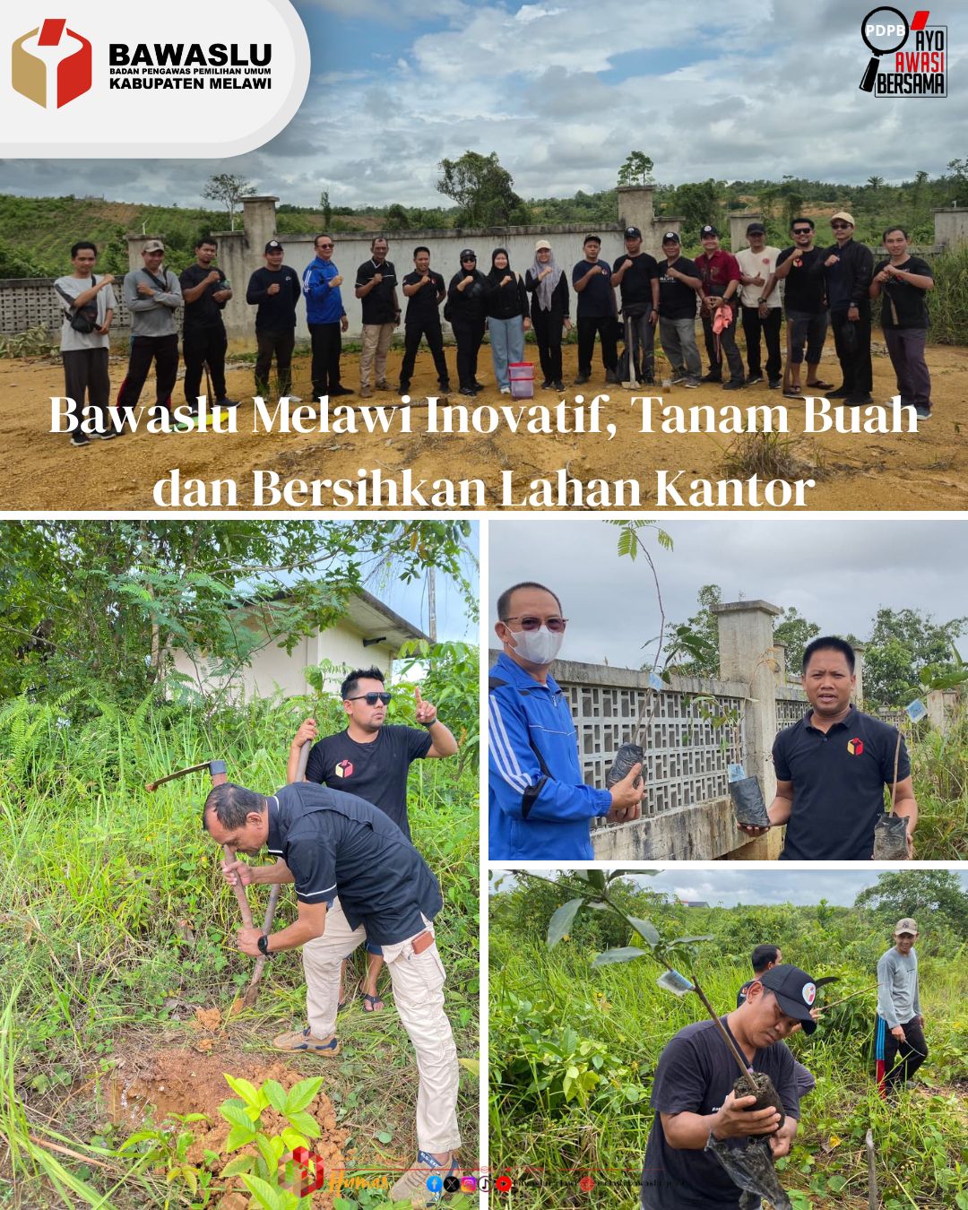 Bawaslu Melawi Inovatif, Tanam Buah dan Bersihkan Lahan Kantor