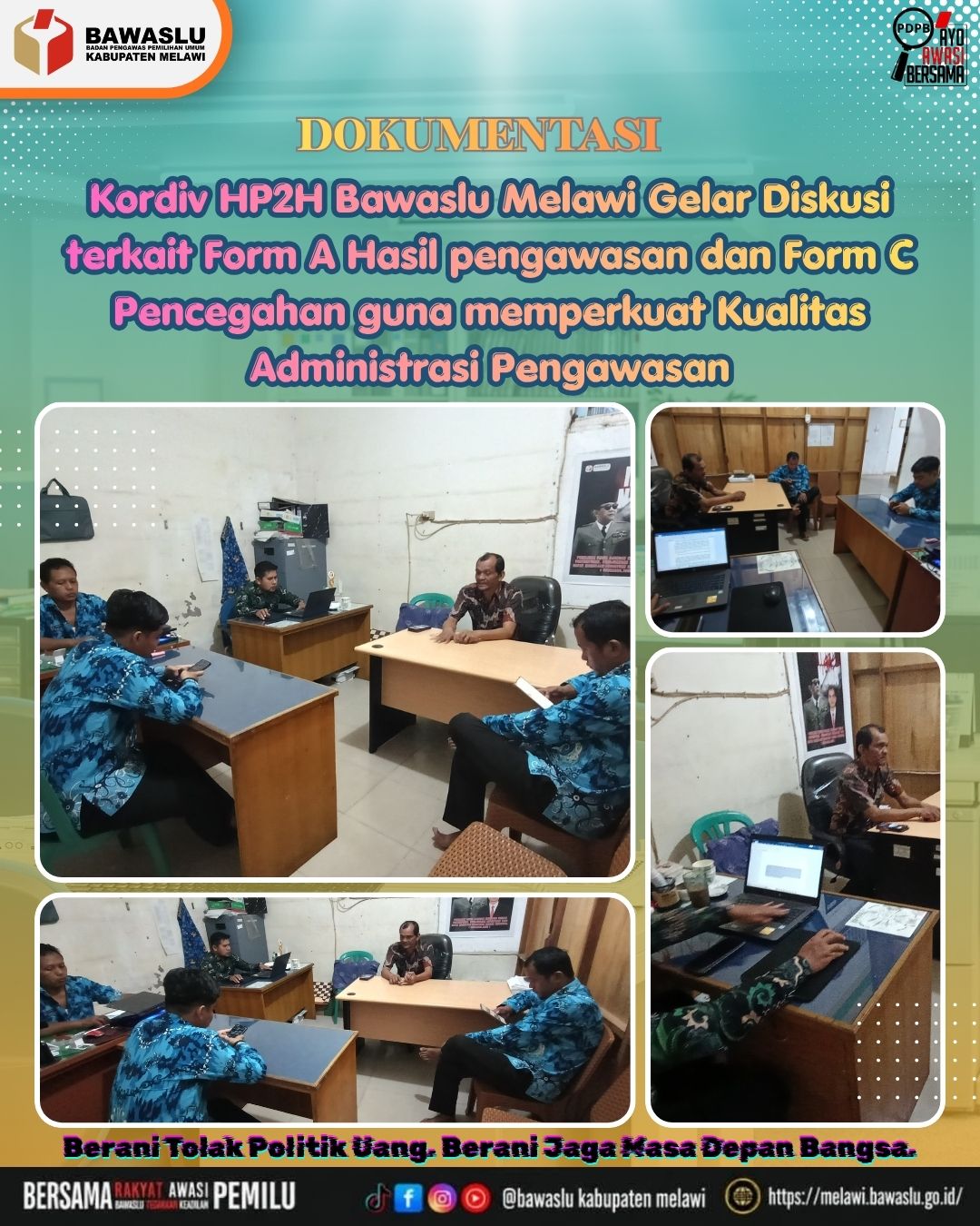Kordiv HP2H Bawaslu Melawi Gelar Diskusi terkait Form A Hasil pengawasan dan Form C Pencegahan guna memperkuat Kualitas Administrasi Pengawasan,