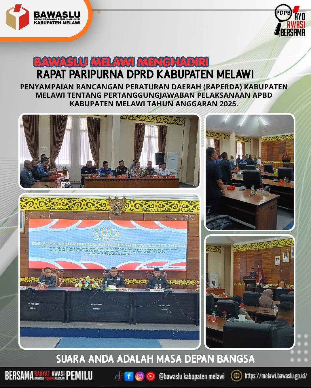 Anggota Bawaslu Kabupaten Melawi Hadiri Rapat Paripurna I DPRD Kabupaten Melawi