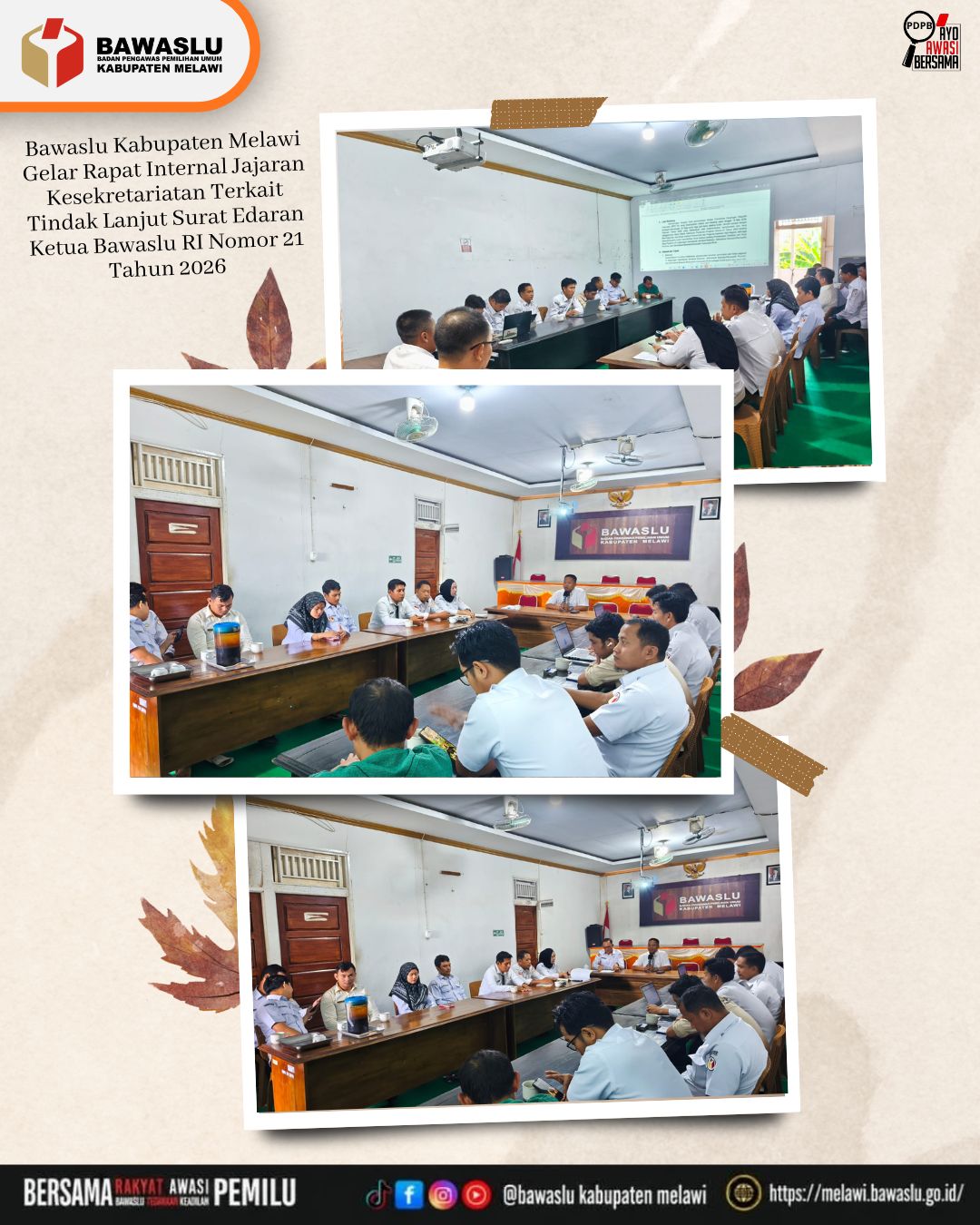 Bawaslu Kabupaten Melawi Gelar Rapat Internal Jajaran Kesekretariatan Terkait Tindak Lanjut Surat Edaran Ketua Bawaslu RI Nomor 21 Tahun 2026