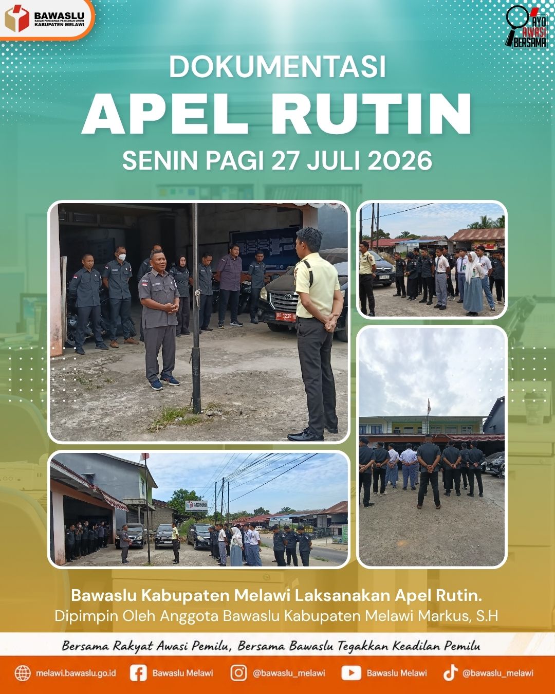 Apel Rutin Senin Pagi, Bawaslu Melawi Tekankan Evaluasi Penanganan Pelanggaran dan Penguatan Pengawasan Pemilih Pemula