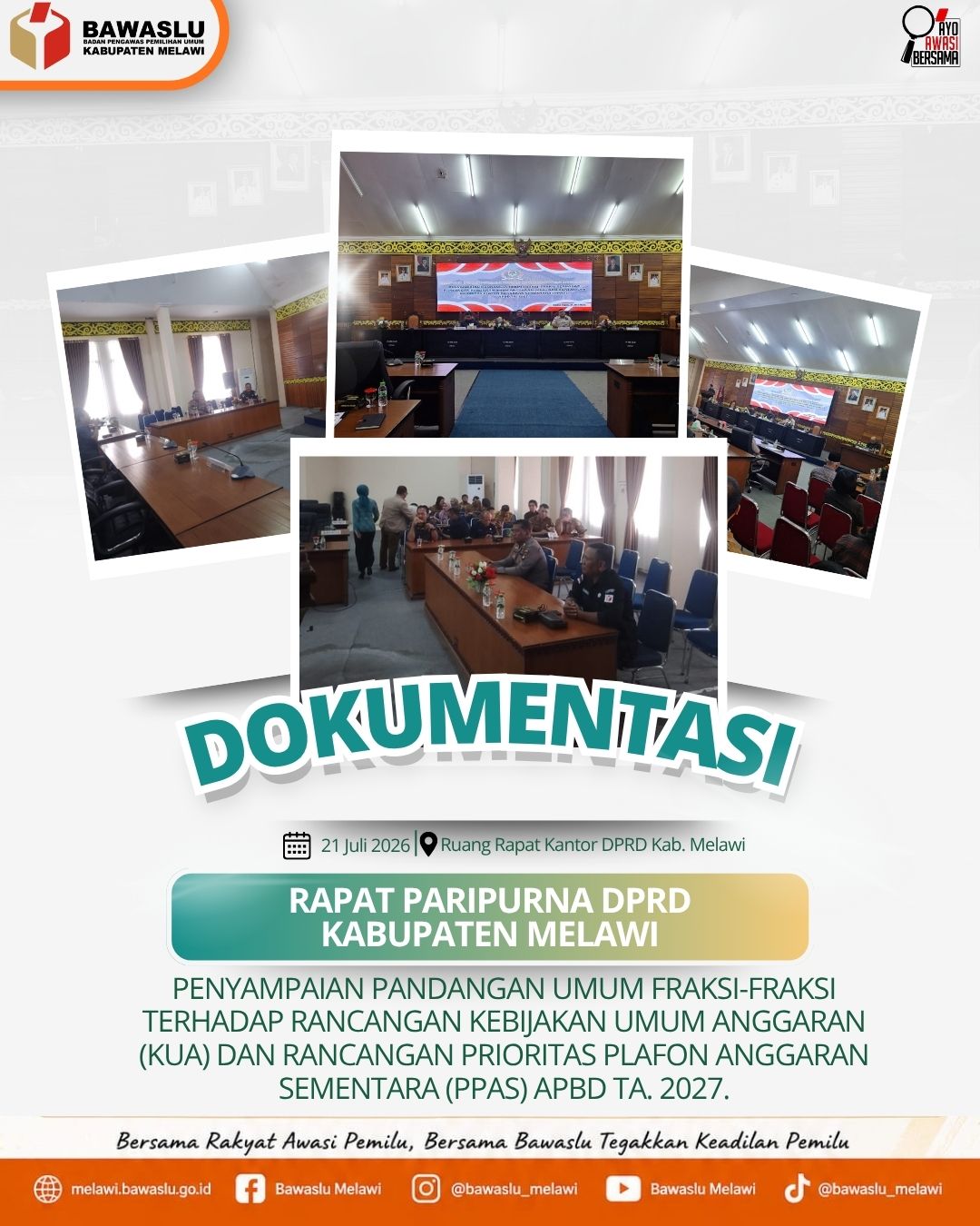 Anggota Bawaslu Melawi Hadiri Rapat Paripurna ke-7 DPRD, Bahas KUA dan PPAS APBD Tahun Anggaran 2027