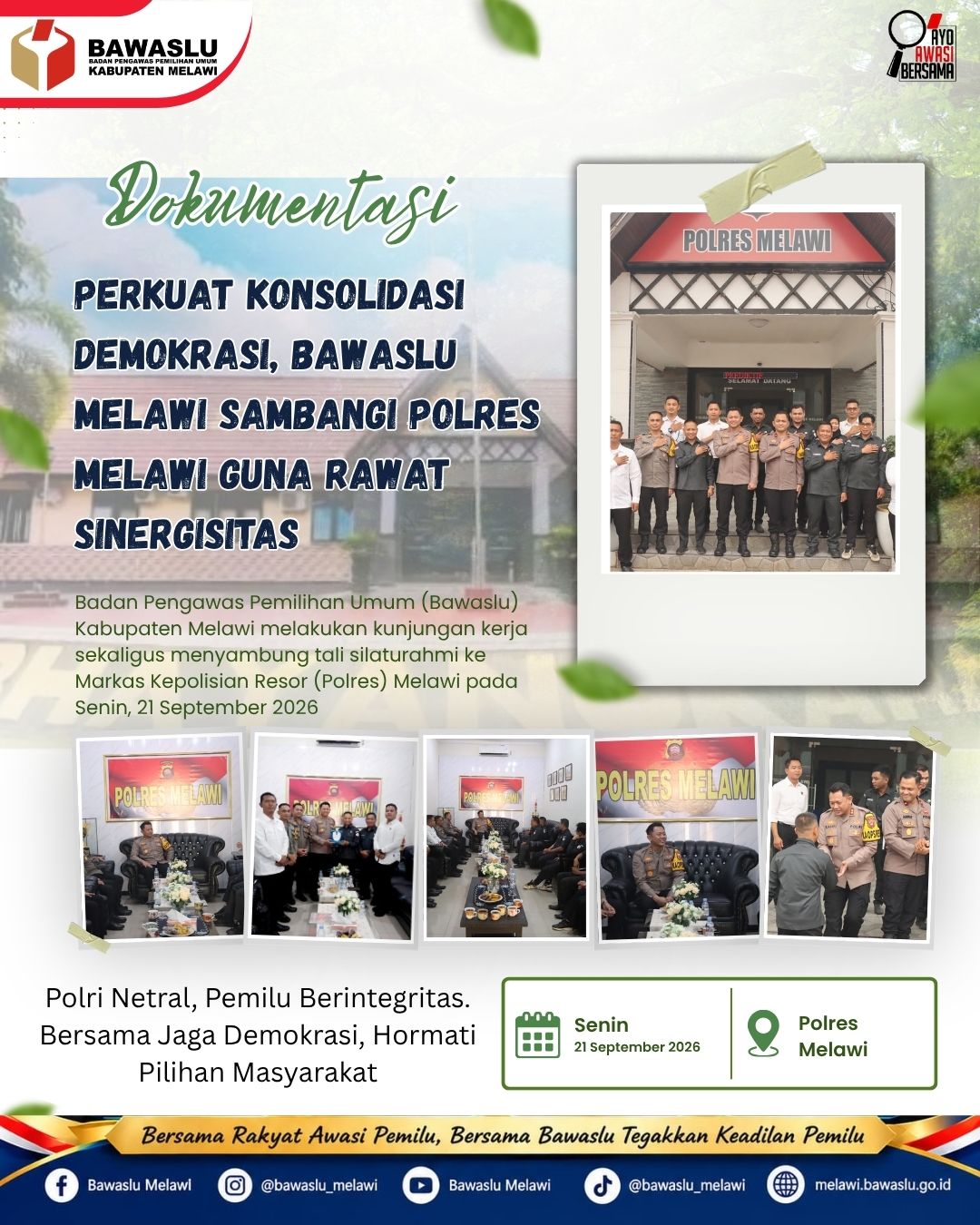 Perkuat Konsolidasi Demokrasi, Bawaslu Melawi Sambangi Polres Melawi Guna Rawat Sinergisitas 