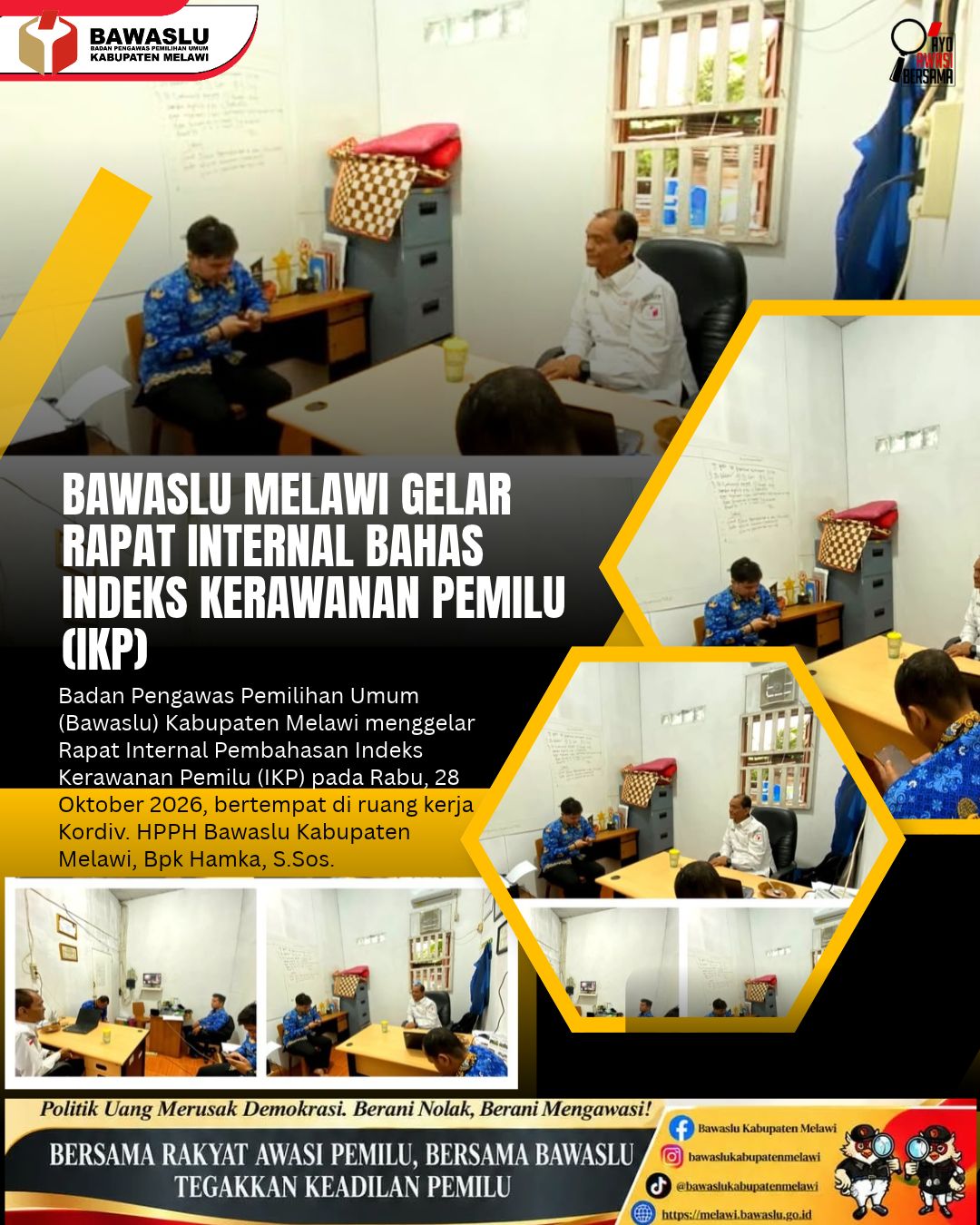 Bawaslu Melawi Gelar Rapat Internal Bahas Indeks Kerawanan Pemilu (IKP)