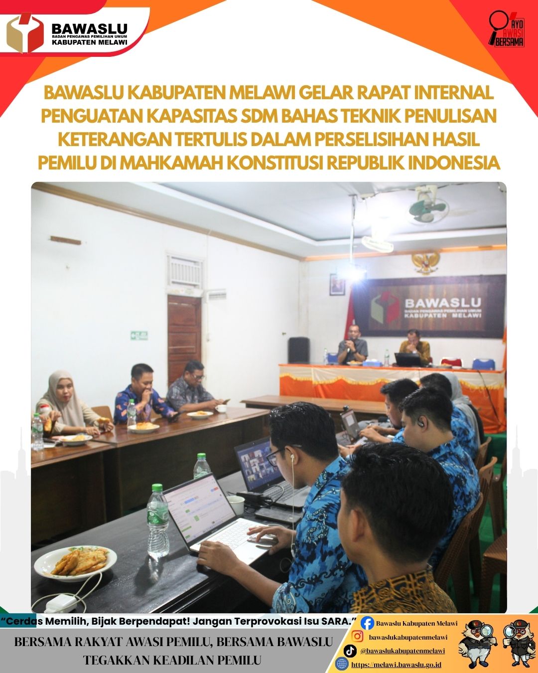 Bawaslu Kabupaten Melawi Gelar Rapat Internal penguatan kapasitas SDM Bahas Teknik Penulisan Keterangan Tertulis dalam Perselisihan Hasil Pemilu di Mahkamah Konstitusi Republik Indonesia