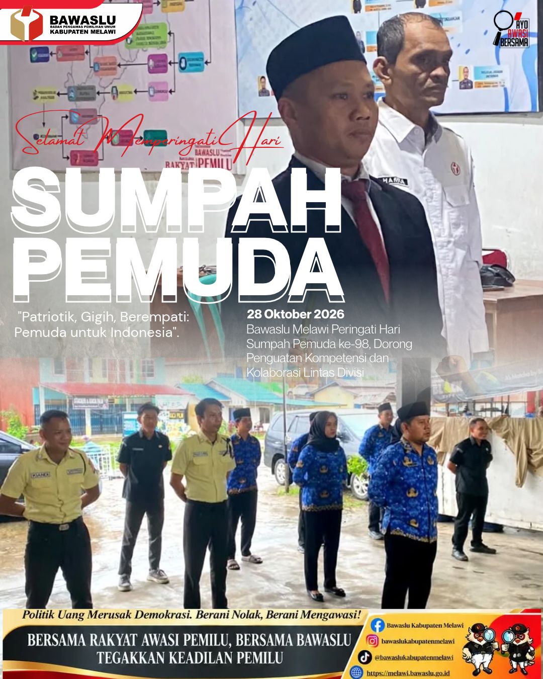 Bawaslu Melawi Peringati Hari Sumpah Pemuda ke-98, Dorong Penguatan Kompetensi dan Kolaborasi Lintas Divisi