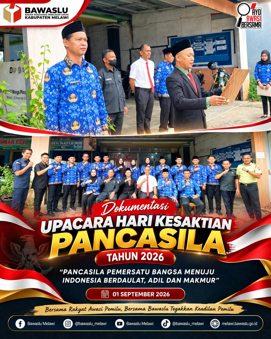 Bawaslu Kabupaten Melawi Gelar Upacara Peringatan Hari Kesaktian Pancasila Tahun 2026