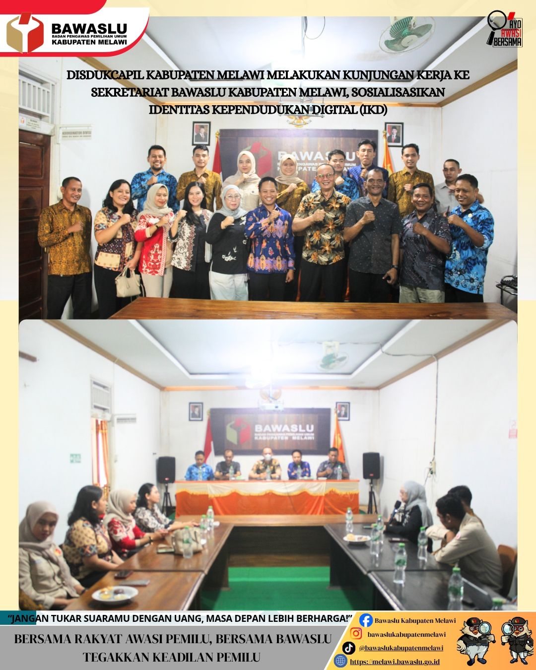 Disdukcapil Kabupaten Melawi melakukan Kunjungan Kerja Ke Sekretariat Bawaslu Kabupaten Melawi, Sosialisasikan Identitas Kependudukan Digital (IKD)