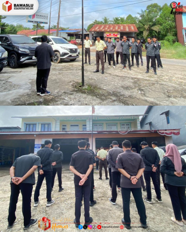 Bawaslu Kabupaten Melawi Gelar Apel Rutin Setiap hari Senin, Tekankan Disiplin dan Kesiapan Narasumber dalam kegiatan penguatan kelembagaan internal dengan Tema “Selasa Menyapa”
