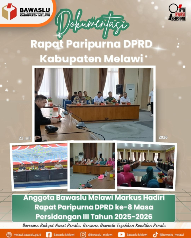 Anggota Bawaslu Melawi Markus Hadiri Rapat Paripurna DPRD ke-8 Masa Persidangan III Tahun 2025-2026