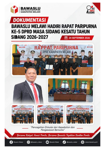 Bawaslu Melawi Hadiri Rapat Paripurna ke-5 DPRD Masa Sidang Kesatu Tahun Sidang 2026–2027