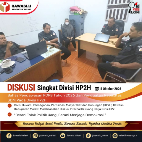 Diskusi Singkat Internal Divisi HP2H Bahas Pengawasan PDPB Tahun 2026 dan penguatan kapasitas SDM pada Divisi HPPH