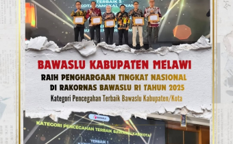 Bawaslu Kabupaten Melawi Raih Penghargaan Tingkat Nasional Di Rakornas Bawaslu RI Tahun 2025 Kategori Pencegahan Terbaik Bawaslu Kabupaten/Kota